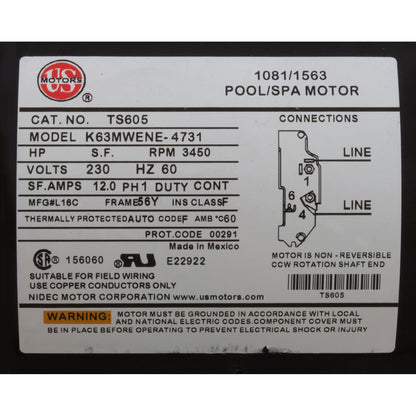 Bomba, WW Exec, motor estadounidense de 4,0 hp, 230 V, 1 velocidad, 56 fr, 2"