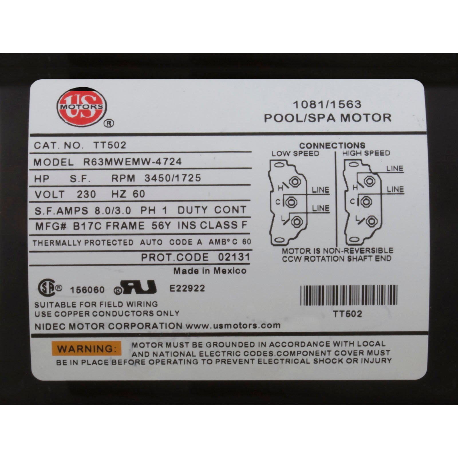 Pump, WW Exec, 2.0hp US Motor, 230v, 2-Speed, 56fr, 2"
