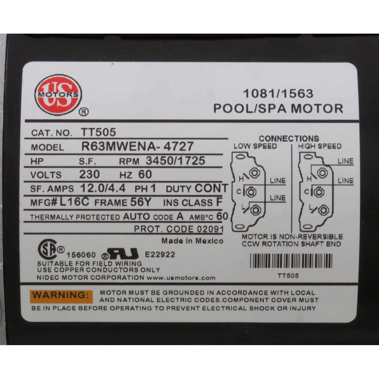 Pump, WW Exec, 4.0hp US Motor, 230v, 2-Spd, 56fr, 2"