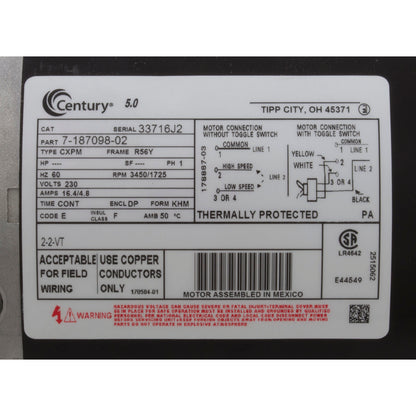 Bomba, WW Exec, Century, 5,0 hp, 230 V, 2 velocidades, 56 fr, 2"