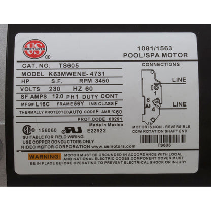 Bomba, WW Exec, motor estadounidense de 4,0 hp, 230 V, 1 velocidad, 56 fr, 2-1/2" x 2"