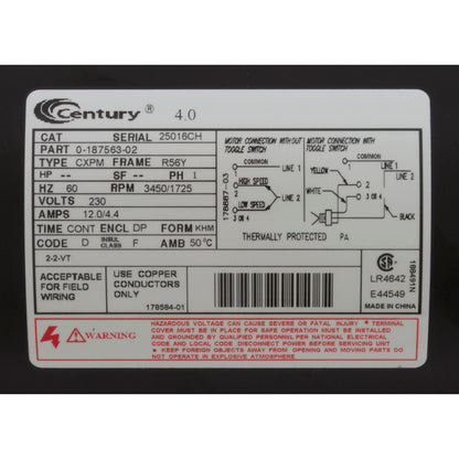 Bomba, WW Exec, Century, 4,0 hp, 230 V, 2 velocidades, 56 pies cúbicos, 2-1/2" x 2"