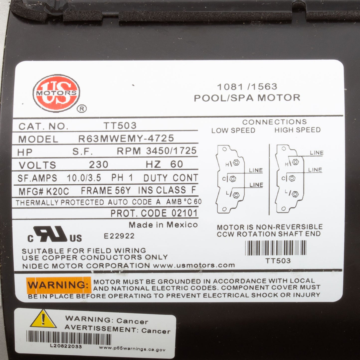 Pump, WW Viper, 3.0hp, 230v, 2-Speed, 56fr, 2-1/2" x 2-1/2", OEM