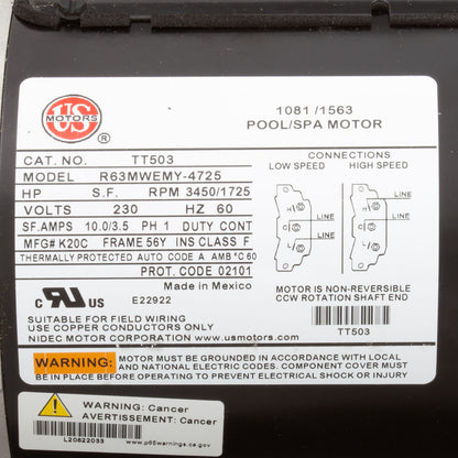 Pump, WW Viper, 3.0hp, 230v, 2-Speed, 56fr, 2-1/2" x 2-1/2", OEM