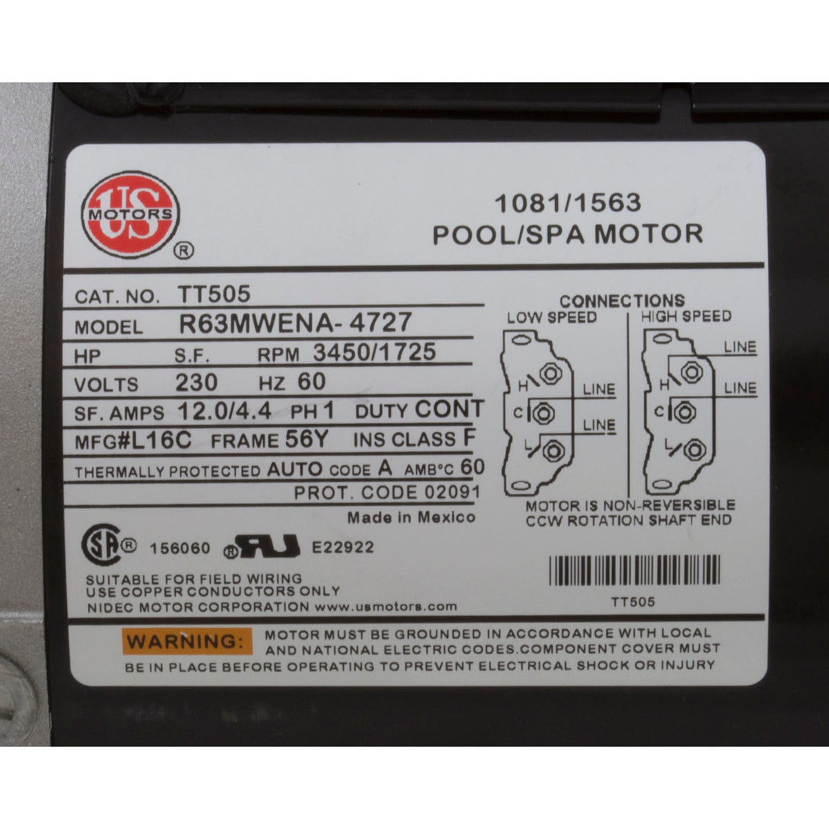 Pump, WW Viper, 4.0hp, 230v, 2-Speed, 56fr, 2-1/2" x 2-1/2", OEM