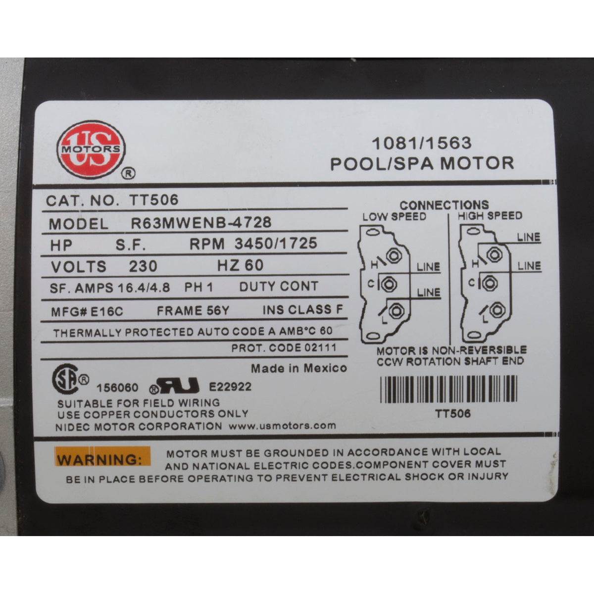 Pump, WW Viper, 5.0hp, 230v, 2-Speed, 56fr, 2-1/2" x 2-1/2", OEM