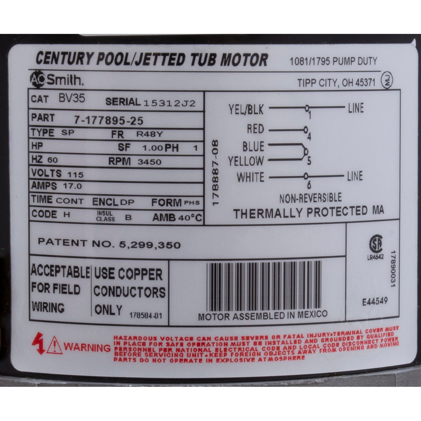 Bomba, WW Ex2, 1,5 hp, 115 V, 1 velocidad, 48 fr, 2", OEM