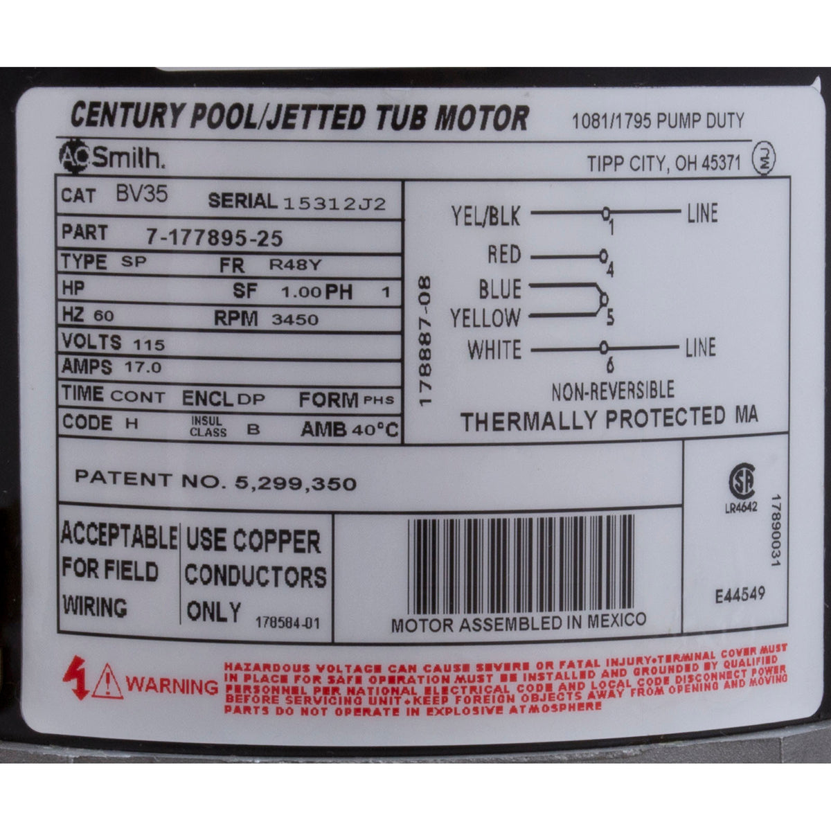 Pump, WW Ex2, 1.5hp, 115v, 1-Spd, 48fr, 2", OEM