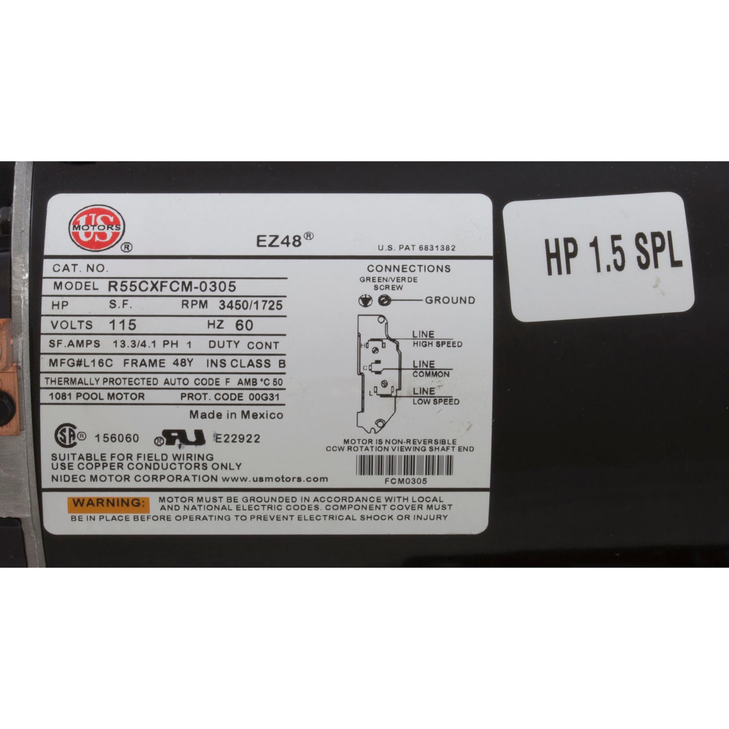 Bomba, WW Ex2, 1.5SPL, 115v, 2 velocidades, 48fr, 2", OEM