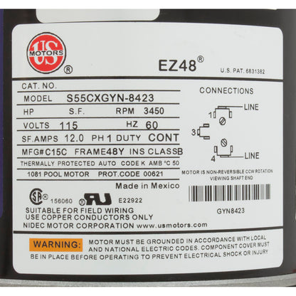 Bomba, WW Exec, 1.0SPL, 115v, 1 velocidad, 48fr, 2", OEM