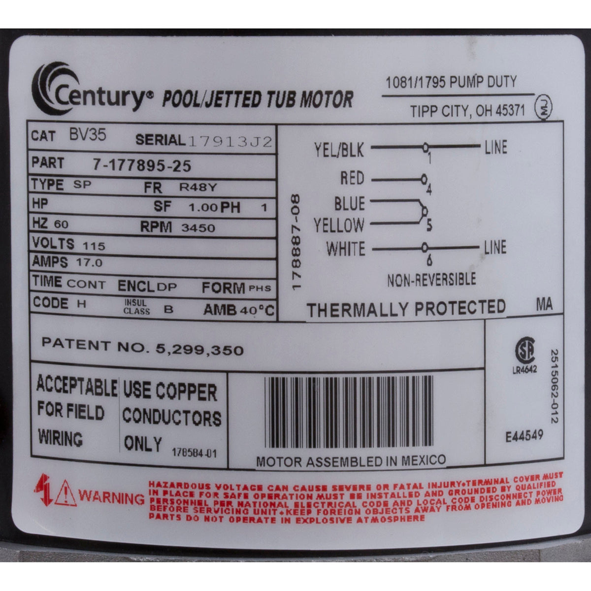 Pump, WW Exec, 1.5hp, 115v, 1-Speed, 48fr, 2", OEM
