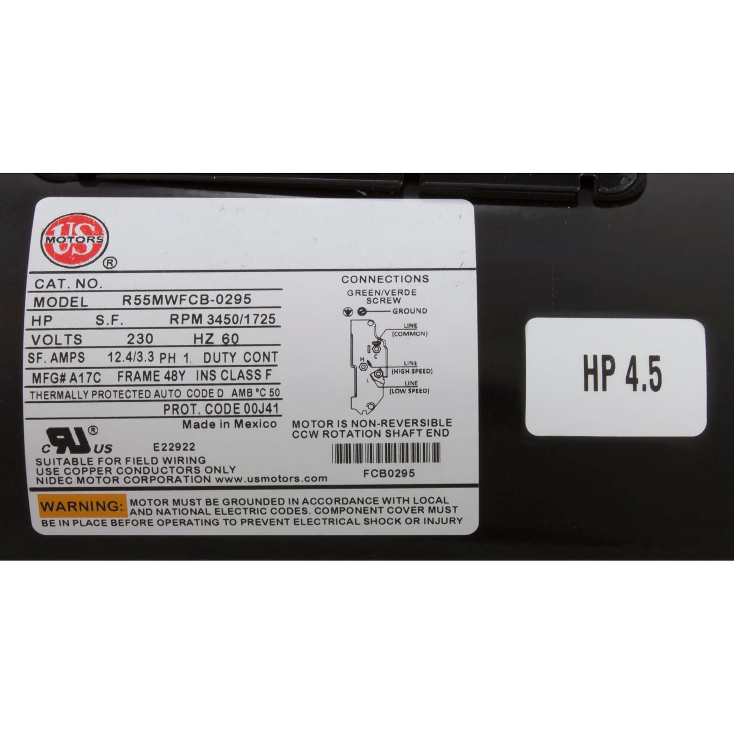 Bomba, WW Ex2, 3,0 hp, Nidec, 230 V, 2 velocidades, 48 ​​fr, 2"