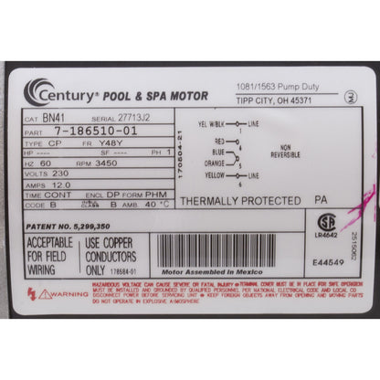 Bomba, WW Exec, 4,0 hp, 230 V, 1 velocidad, 48 fr, 2-1/2" x 2", OEM