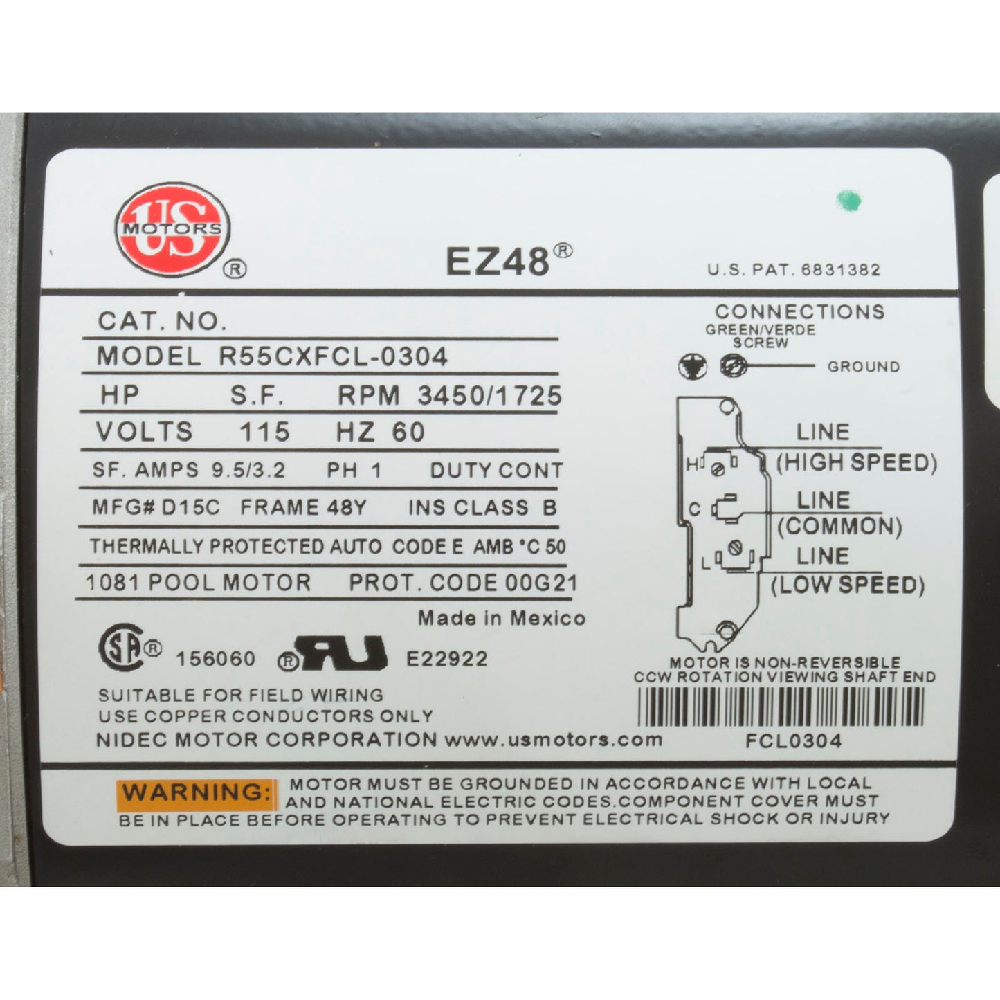 Bomba, WW Exec, 1.0SPL, 115v, 2 velocidades, 48fr, 2", OEM