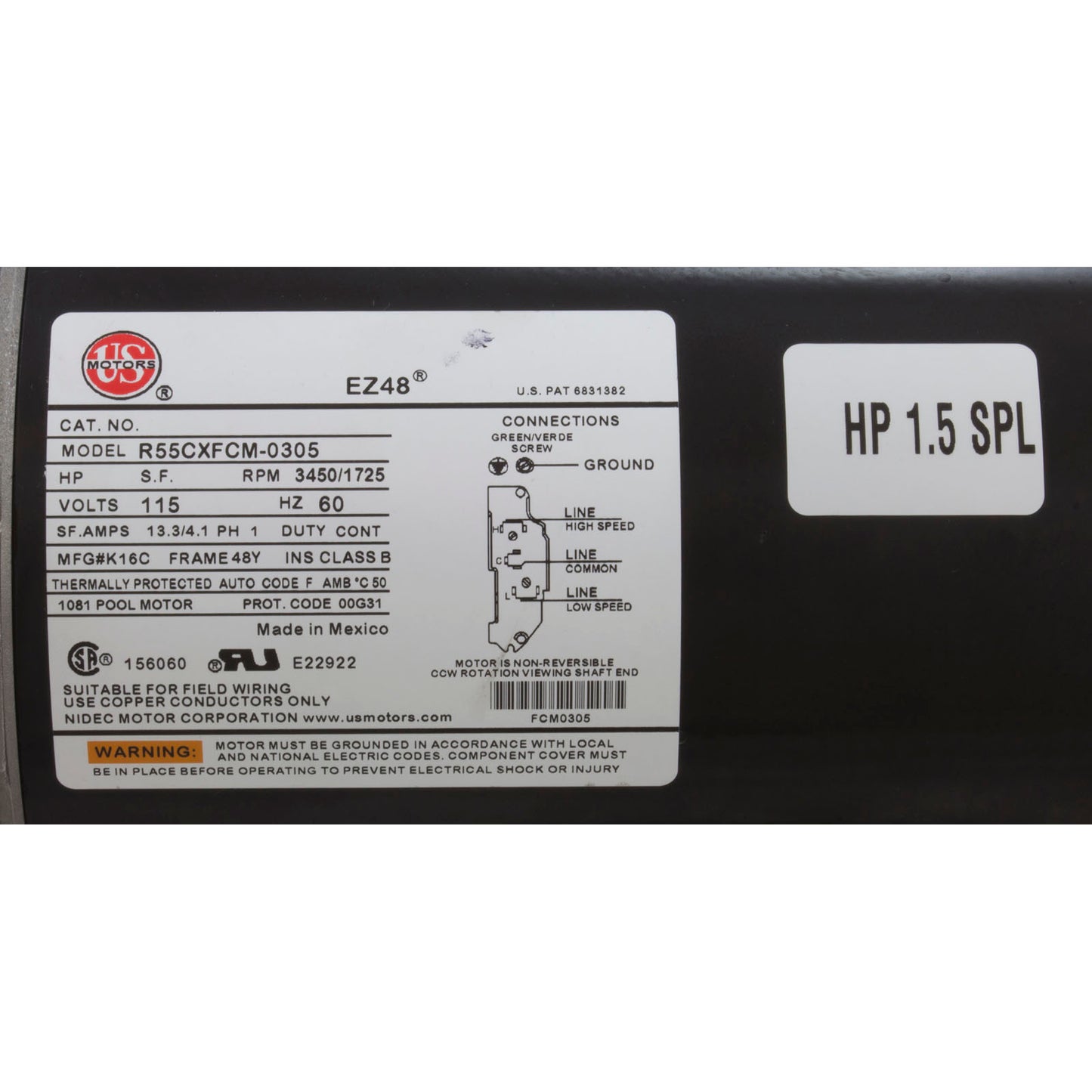 Bomba, WW Exec, 1.5SPL, 115v, 2 velocidades, 48fr, 2", OEM