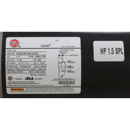 Bomba, WW Exec, 1.5SPL, 115v, 2 velocidades, 48fr, 2", OEM