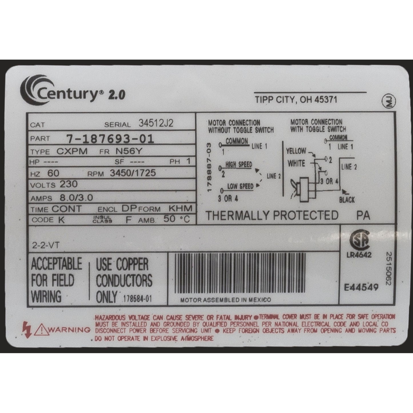 Bomba, WW Exec, 2,0 hp, 230 v, 1 velocidad, 56 fr, 2", OEM