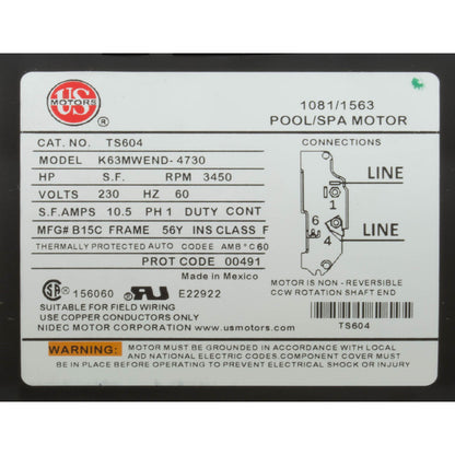 Bomba, WW Exec, 3,0 hp, 230 V, 1 velocidad, 56 fr, 2-1/2" x 2", OEM