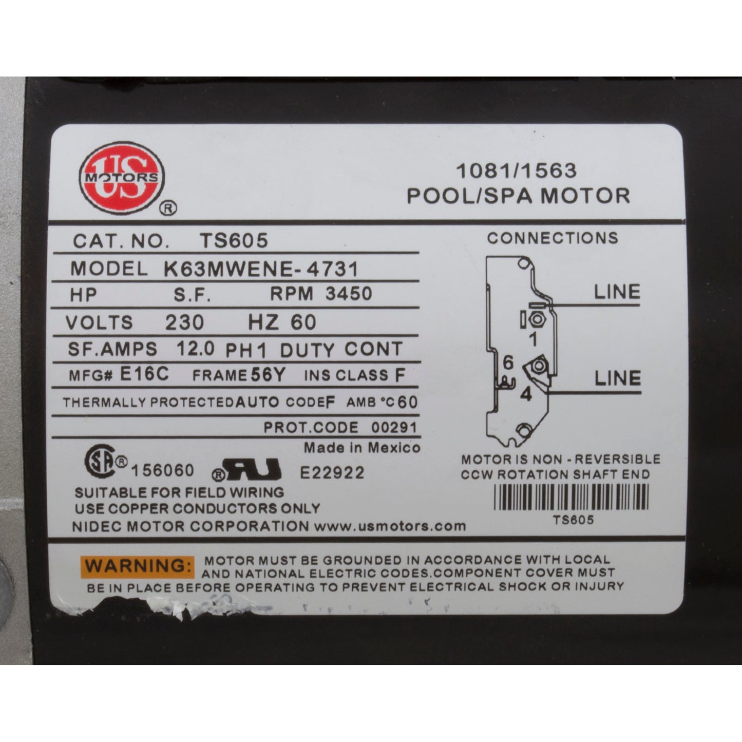 Pump, WW Exec, 4.0hp, 230v, 1-Speed, 56fr, 2-1/2" x 2", OEM