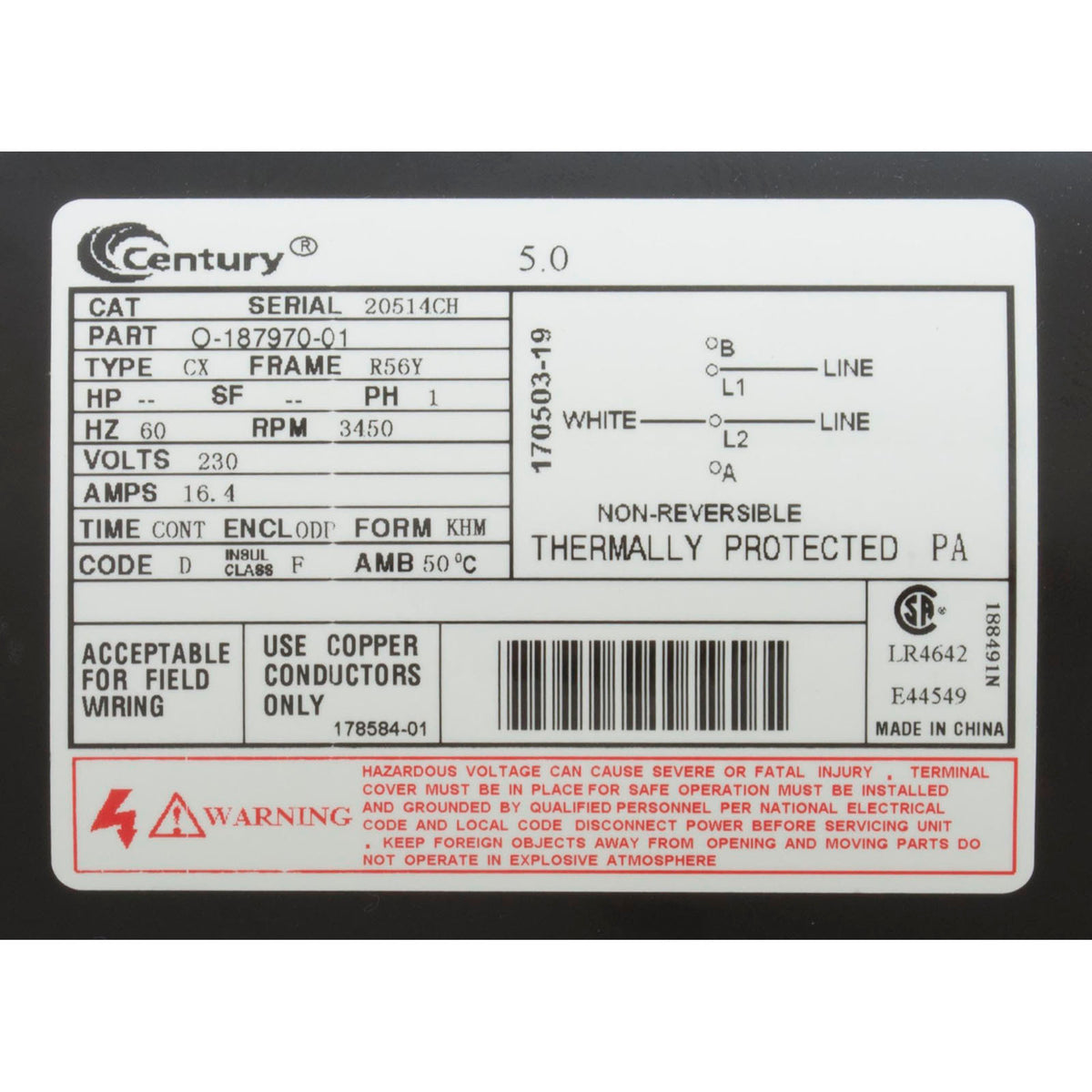 Pump, WW Exec, 5.0hp, 230v, 1-Speed, 56fr, 2", OEM