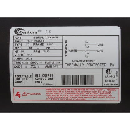 Pump, WW Exec, 5.0hp, 230v, 1-Speed, 56fr, 2-1/2" x 2", OEM