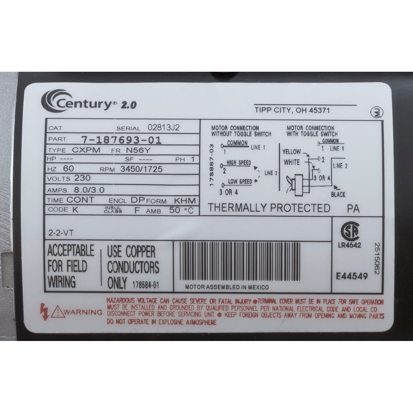 Pump, WW Exec, 2.0hp, 230v, 2-Speed, 56fr, 2-1/2" x 2", OEM