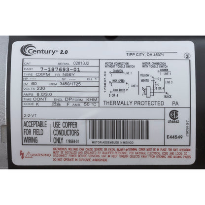 Pump, WW Exec, 2.0hp, 230v, 2-Speed, 56fr, 2-1/2" x 2", OEM