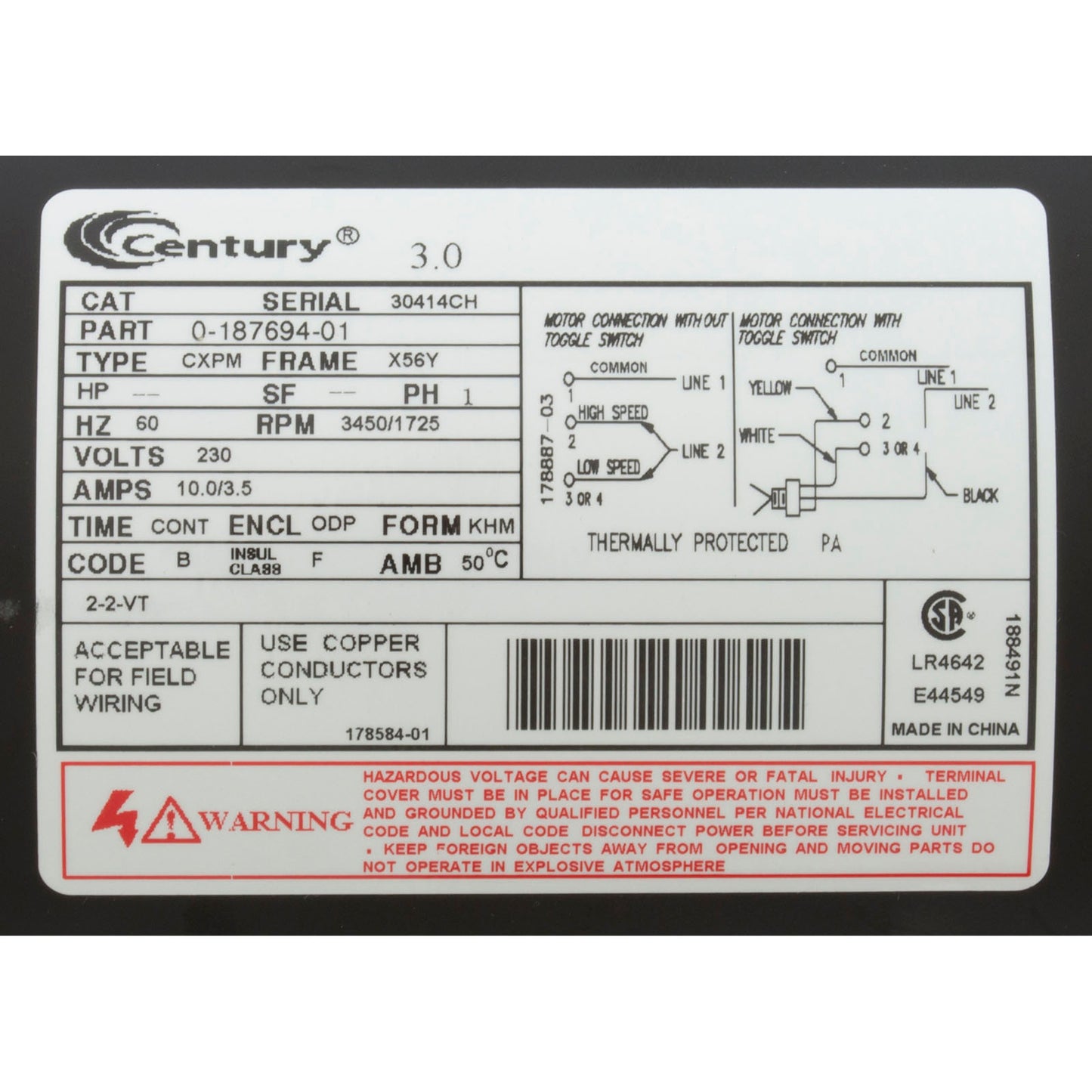 Bomba, WW Exec, 3,0 hp, 230 V, 2 velocidades, 56 fr, 2-1/2" x 2", OEM