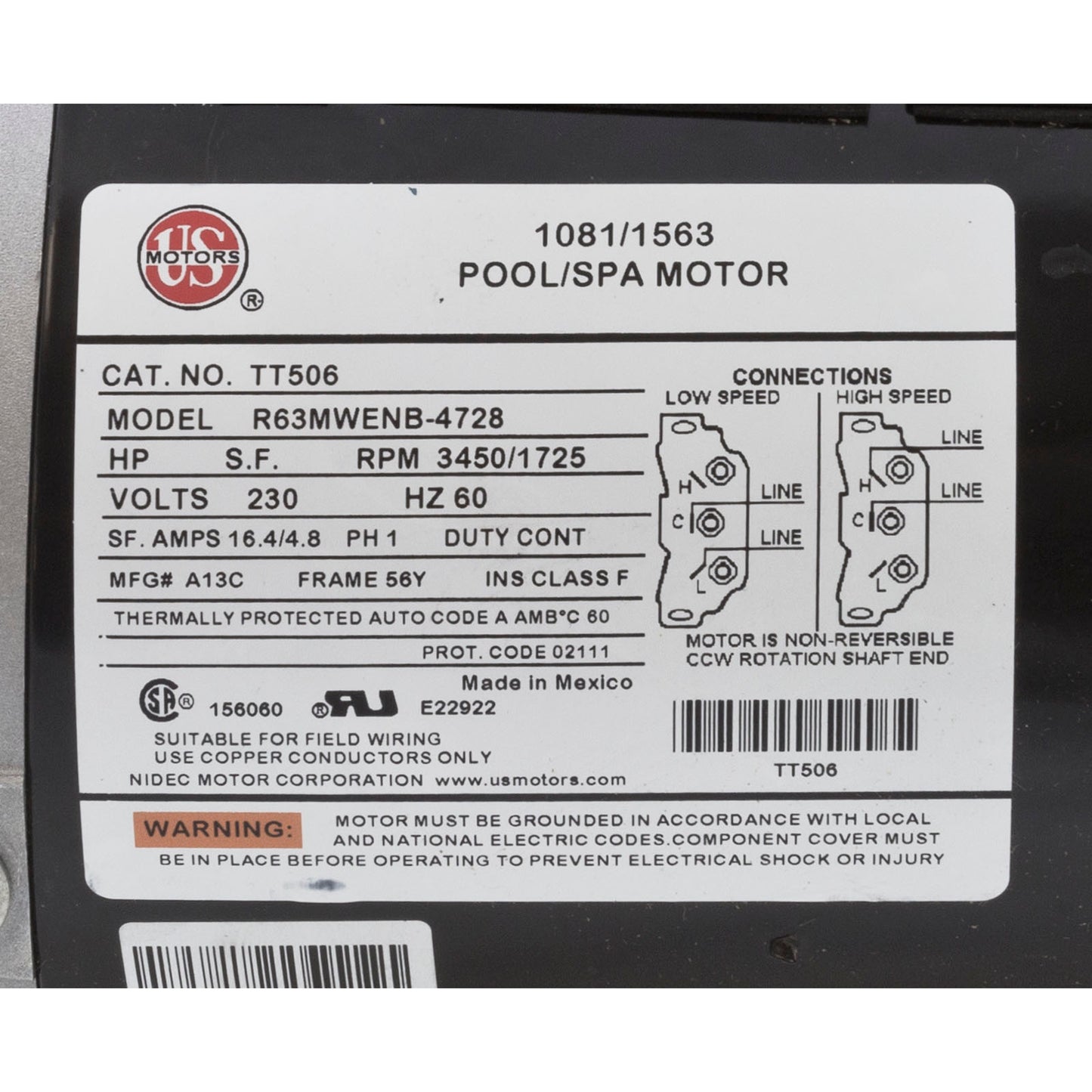 Pump, WW Exec, 5.0hp, 230v, 2-Speed, 56fr, 2", OEM