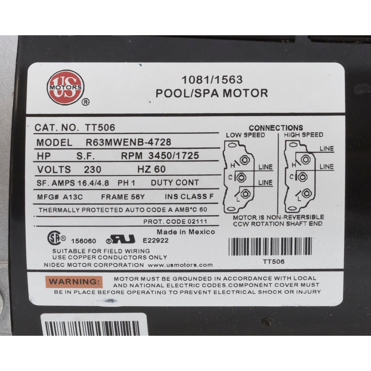 Pump, WW Exec, 5.0hp, 230v, 2-Speed, 56fr, 2", OEM