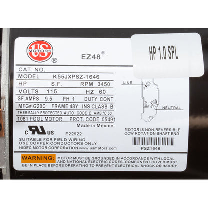 Pump, WW E-Series, 1.0SPL, 115v, 1-Spd, 48fr, 1-1/2", OEM