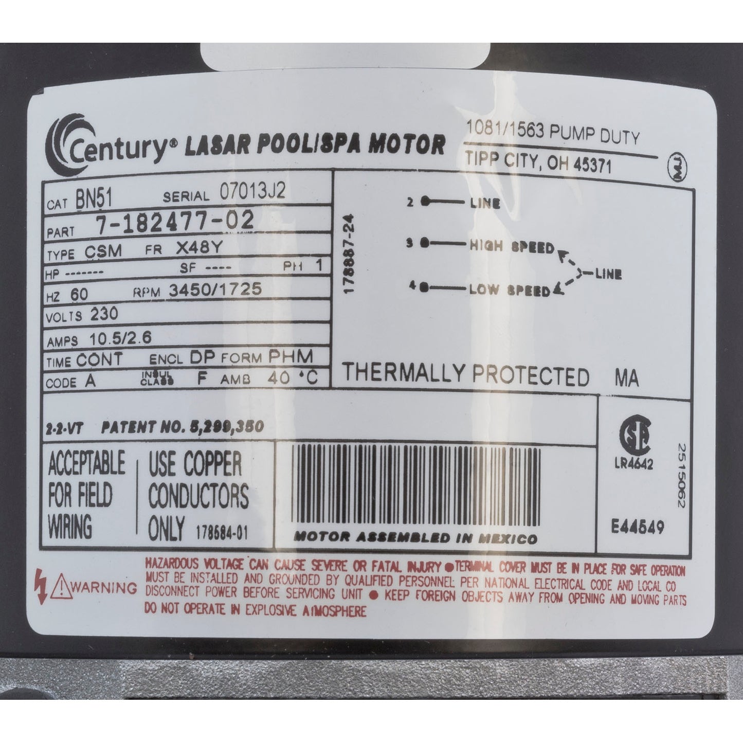 Pump, WW E-Series, 2.0hp, 230v, 2-Speed, 48fr, 1-1/2", OEM