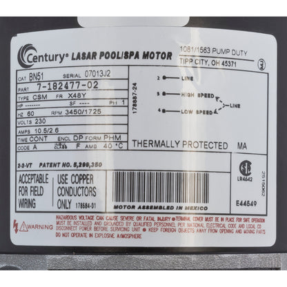 Pump, WW E-Series, 2.0hp, 230v, 2-Speed, 48fr, 1-1/2", OEM