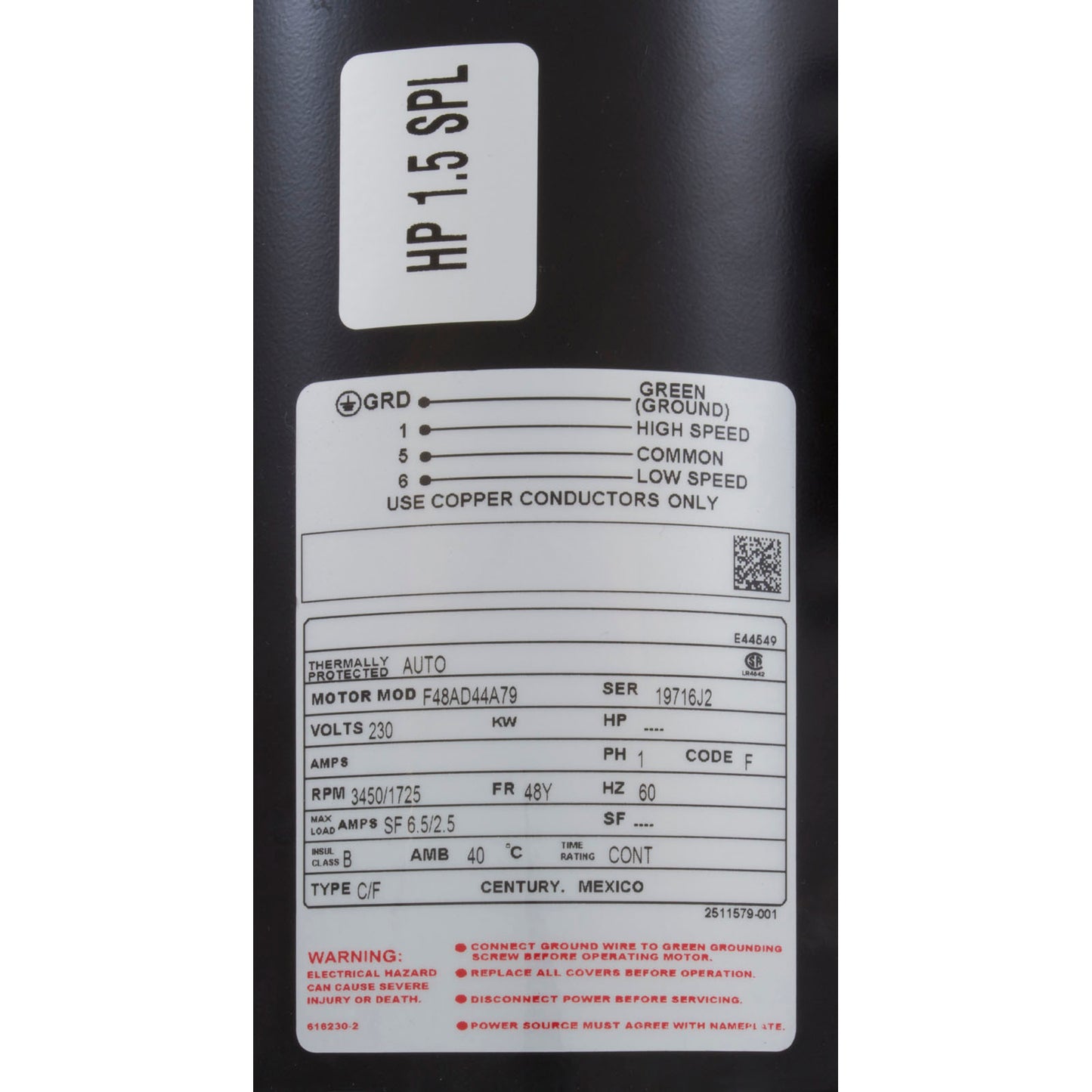 Pump, WW Hi-Flo, 1.5SPL, 230v, 2-Spd, 48fr, 2", OEM