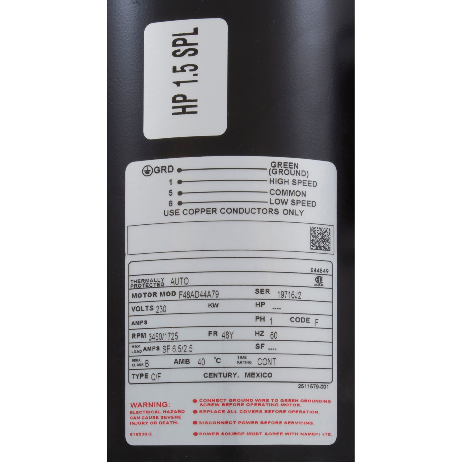 Pump, WW Hi-Flo, 1.5SPL, 230v, 2-Spd, 48fr, 2", OEM