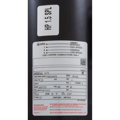 Pump, WW Hi-Flo, 1.5SPL, 230v, 2-Spd, 48fr, 2", OEM