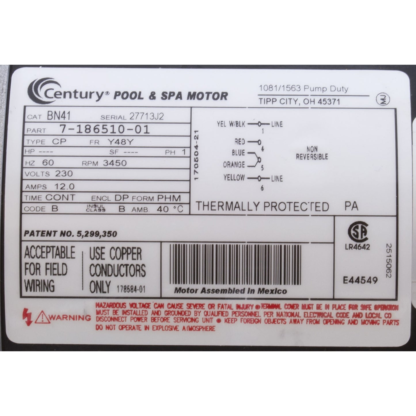 Pump, WW Hi-Flo, 4.0hp, 230v, 1-Spd, 48fr, 2", OEM