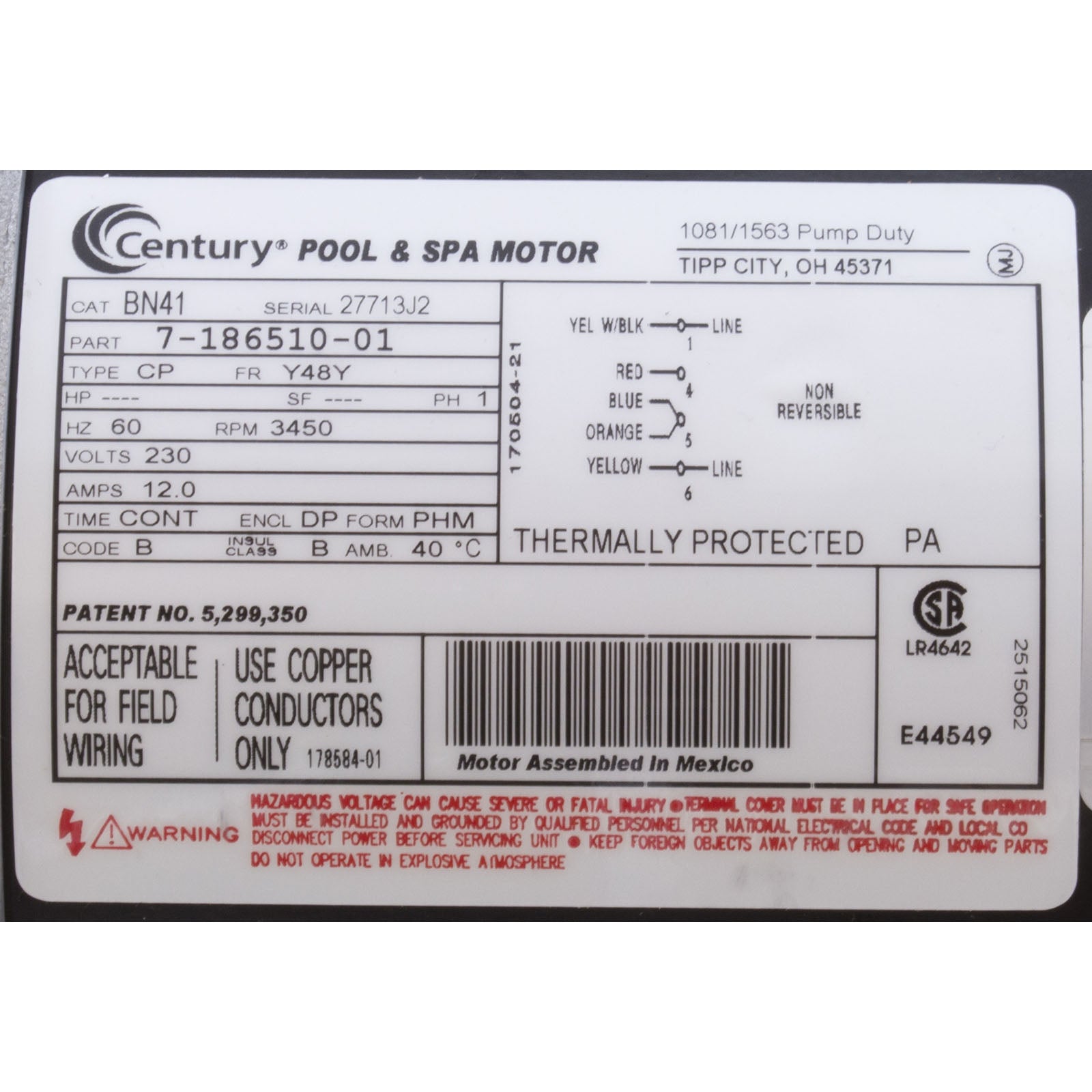 Pump, WW Hi-Flo, 4.0hp, 230v, 1-Spd, 48fr, 2", OEM
