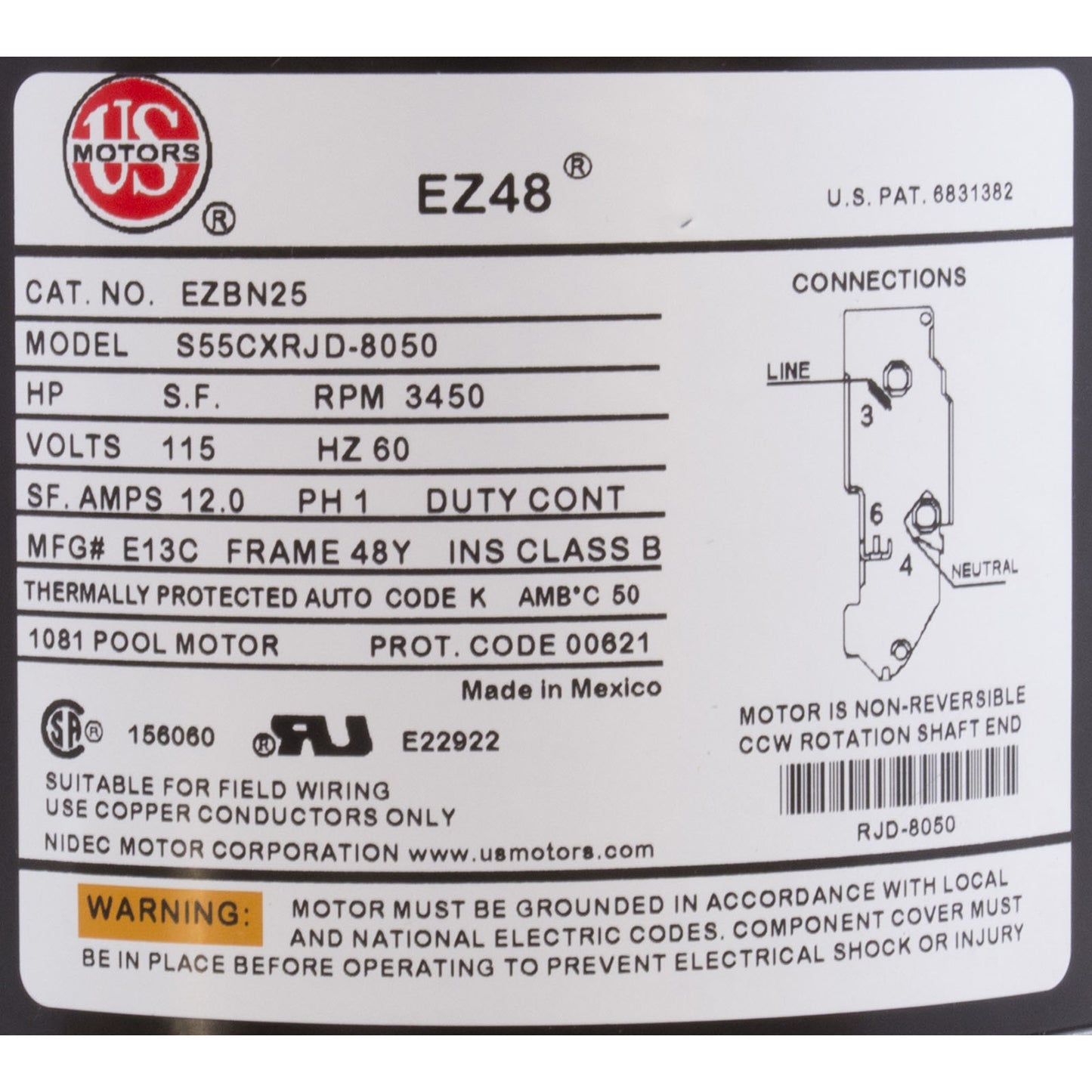 Pump, WW Hi-Flo, 1.5SPL, 115v, 1-Spd, 48fr, 2", OEM