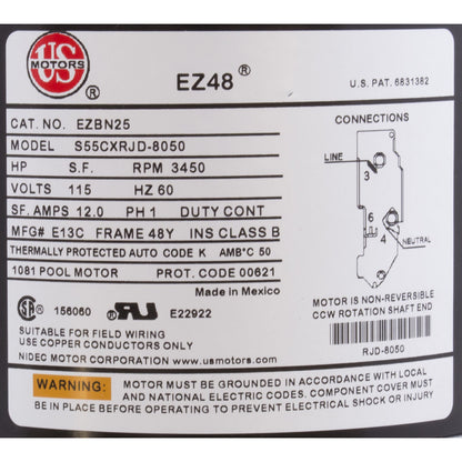 Pump, WW Hi-Flo, 1.5SPL, 115v, 1-Spd, 48fr, 2", OEM