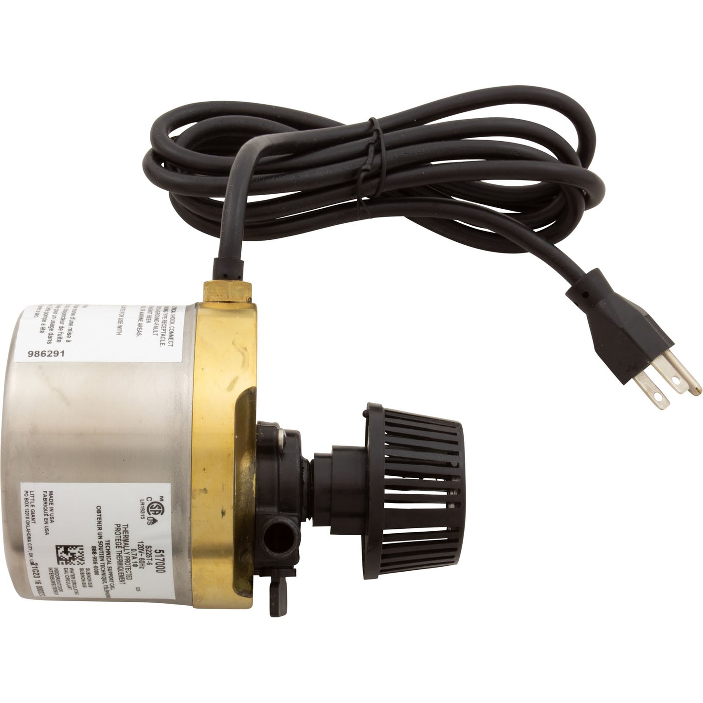 Pompe, Circ, Calvert S225T, 115 V, 1/2" x 1/4", cordon de 6 pieds, OEM