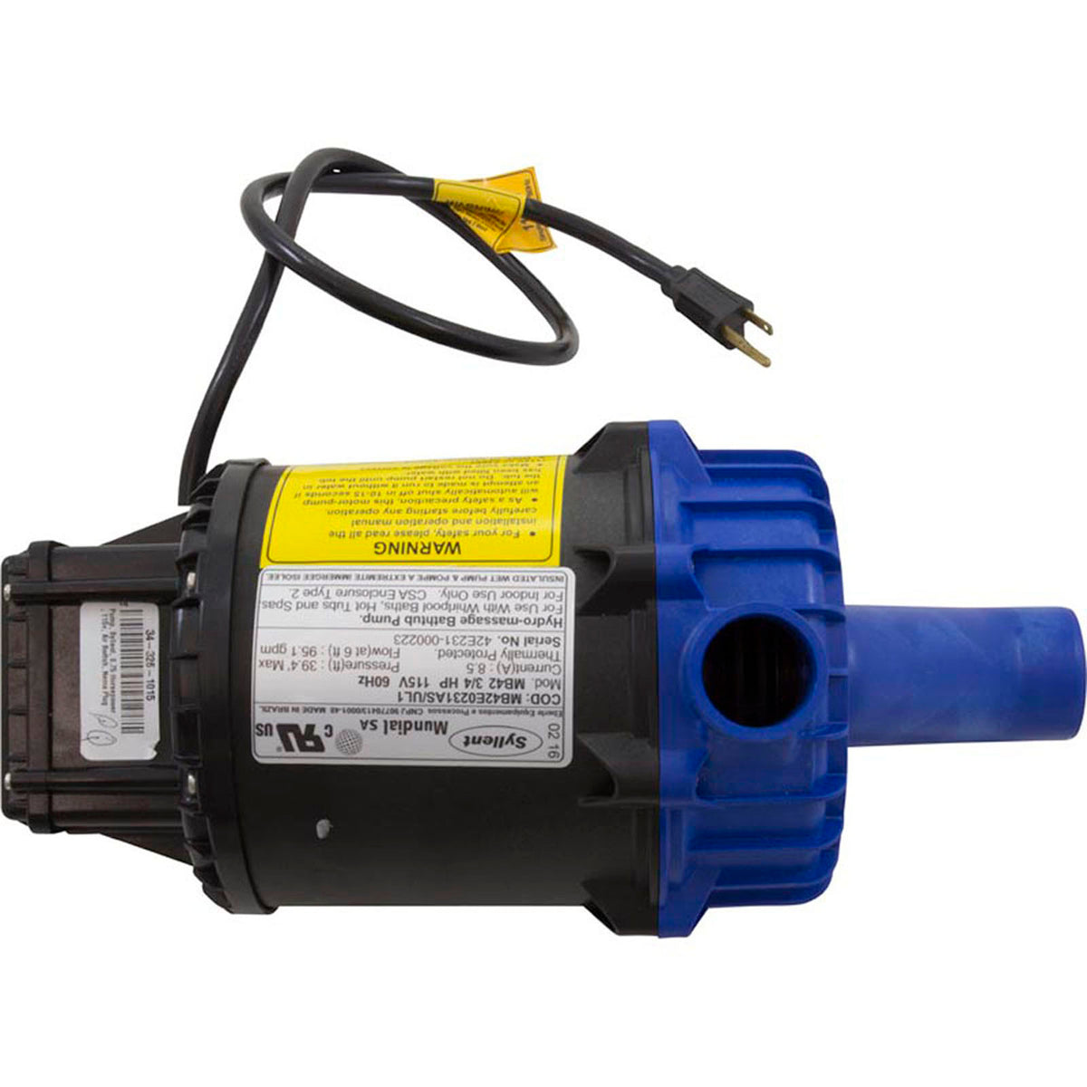 Pump, Syllent, 0.75 Horsepower, 115v, Nema Plug