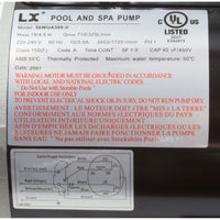 Pump, LX 56WUA, 3.0hp, 230v, 2-Spd, 56Fr, 2", SD