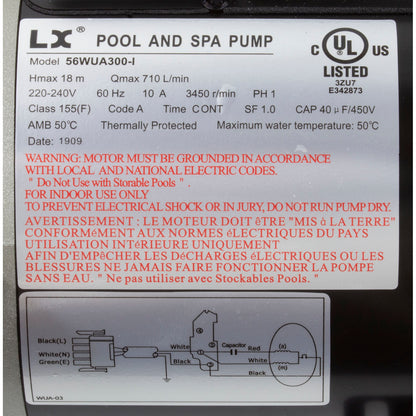 Pump, LX 56WUA, 3.0hp, 230v, 1-Spd, 56Fr, 2", SD