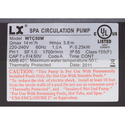 Pump, Circ, LX WTCM, 1/15hp, 230v, 48Fr, 1.5", After 7/2011