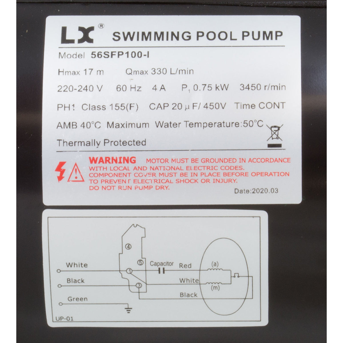 Pump, S-LX, 1.0hp, 230v, 1-Spd, Uprate