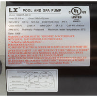 Pompe, LX 56WUA, 4,0 ch, 230 V, 2 vitesses, 56 avant, 2 po, SD, sans support