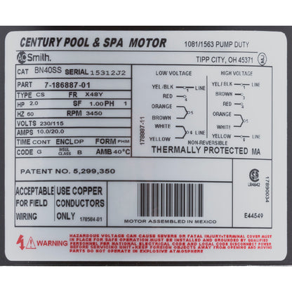 Bomba, Aqua Flo FMHP, 2.0 hp, 115 v/230 v, 1 velocidad, 1-1/2", Kit