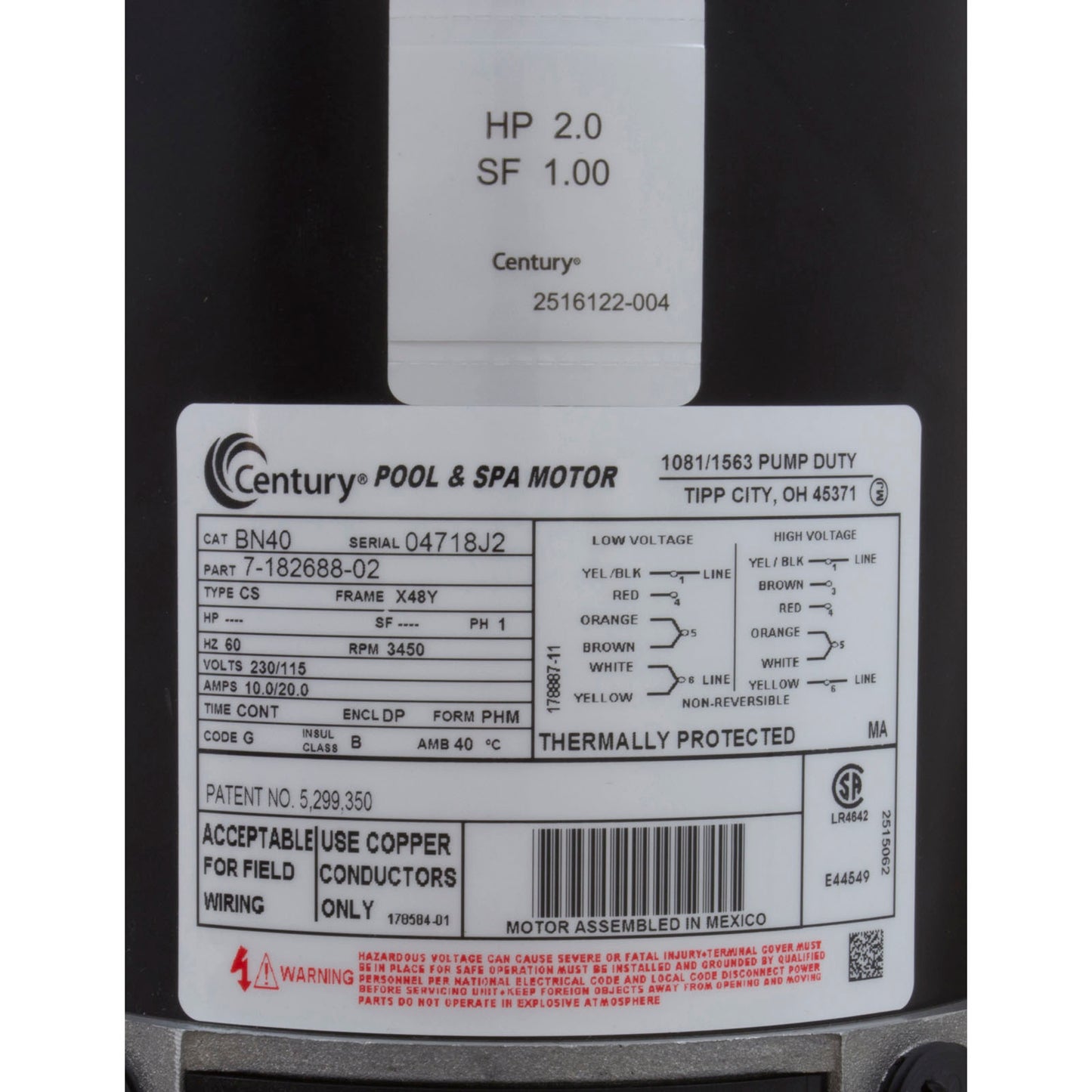 Pump, Aqua Flo FMHP, 2.0hp Century, Conv, 1-Spd, 1-1/2"