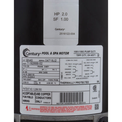 Pump, Aqua Flo FMHP, 2.0hp Century, Conv, 1-Spd, 1-1/2"